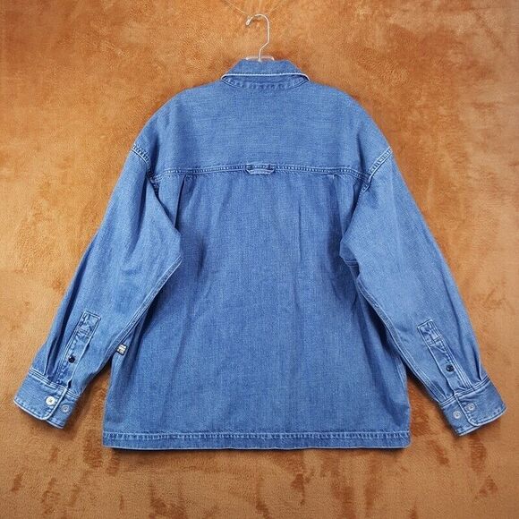 G STAR RAW Mens Jacket Large Blue Jean Button Denim Overshirt Streetwear $210 - Picture 7 of 13